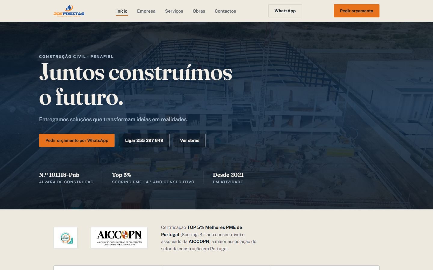 Site Josfreitas Construções em computador