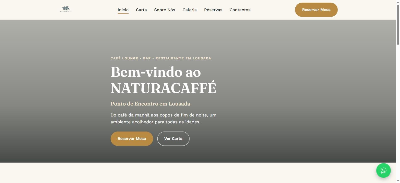 Site Natura Caffé em computador